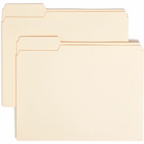 Smead 1/3 Tab Cut Letter Recycled Top Tab File Folder - 8 1/2" x 11" - 3/4" Expansion - Top Tab Location - Left Tab Position - Manila - 10% Recycled - 100 / Box