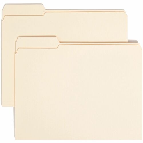 Smead 1/3 Tab Cut Letter Recycled Top Tab File Folder - 8 1/2" x 11" - 3/4" Expansion - Top Tab Location - Left Tab Position - Manila - 10% Recycled - 100 / Box