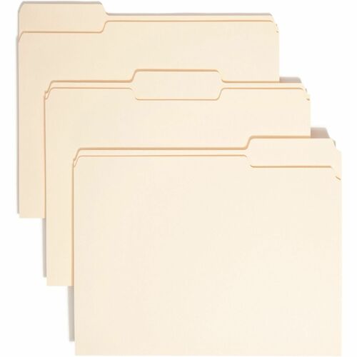 Smead 1/3 Tab Cut Letter Recycled Top Tab File Folder - 8 1/2" x 11" - 3/4" Expansion - Top Tab Location - Assorted Position Tab Position - Manila - 10% Recycled - 100 / Box