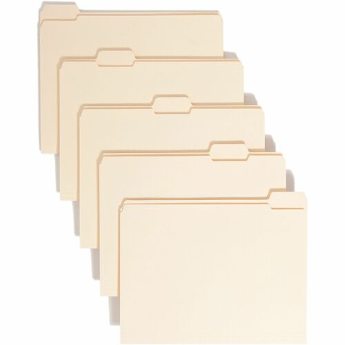 Smead 1/5 Tab Cut Letter Recycled Top Tab File Folder - 8 1/2" x 11" - 3/4" Expansion - Top Tab Location - Assorted Tab Position - Manila - 10% Recycled - 100 / Box