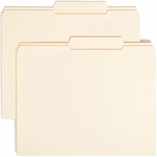 Smead 2/5 Tab Cut Letter Recycled Top Tab File Folder - 8 1/2" x 11" - 3/4" Expansion - Top Tab Location - Right of Center Tab Position - Manila - Manila - 10% Recycled - 100 / Box