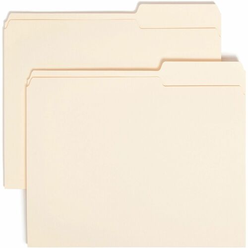 Smead 2/5 Tab Cut Letter Recycled Top Tab File Folder - 8 1/2" x 11" - 3/4" Expansion - Top Tab Location - Right Tab Position - Manila - 10% Recycled - 100 / Box