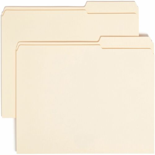 Smead 2/5 Tab Cut Letter Recycled Top Tab File Folder - 8 1/2" x 11" - 3/4" Expansion - Top Tab Location - Right Tab Position - Manila - 10% Recycled - 100 / Box