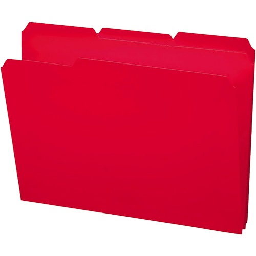Smead 1/3 Tab Cut Letter Top Tab File Folder - 8 1/2" x 11" - 3/4" Expansion - Top Tab Location - Assorted Position Tab Position - Polypropylene - Red - 24 / Box