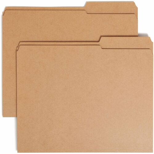 Smead 10786 2/5 Tab Cut Letter Recycled Top Tab File Folder - 8 1/2" x 11" - 3/4" Expansion - Top Tab Location - Right Tab Position - Kraft - Kraft - 10% Recycled - 100 / Box