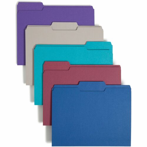 Smead 1/3 Tab Cut Letter Recycled Top Tab File Folder - 8 1/2" x 11" - 3/4" Expansion - Top Tab Location - Assorted Position Tab Position - Assorted - 10% Recycled - 100 / Box