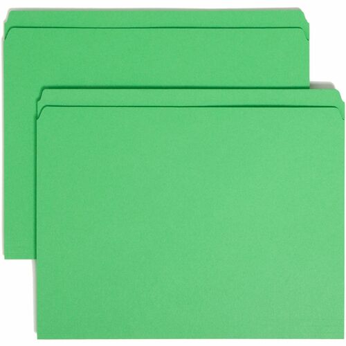Smead Straight Tab Cut Letter Recycled Top Tab File Folder - 8 1/2" x 11" - 3/4" Expansion - Green - 10% Recycled - 100 / Box