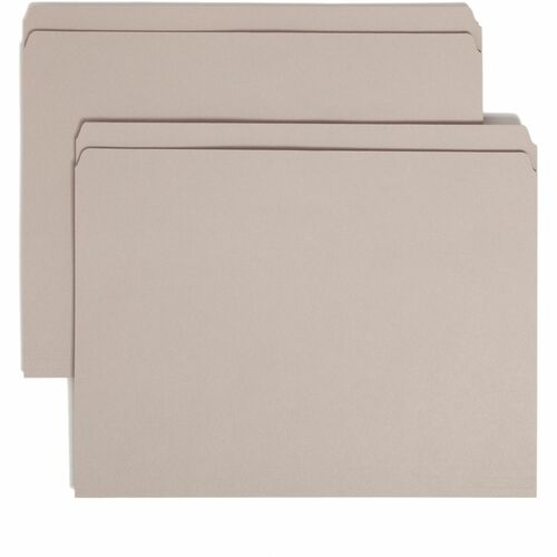 Smead Colored Straight Tab Cut Letter Recycled Top Tab File Folder - 8 1/2" x 11" - 3/4" Expansion - Gray - 10% Recycled - 100 / Box