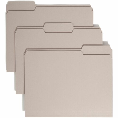 Smead Colored 1/3 Tab Cut Letter Recycled Top Tab File Folder - 8 1/2" x 11" - 3/4" Expansion - Top Tab Location - Assorted Position Tab Position - Gray - 10% Recycled - 100 / Box