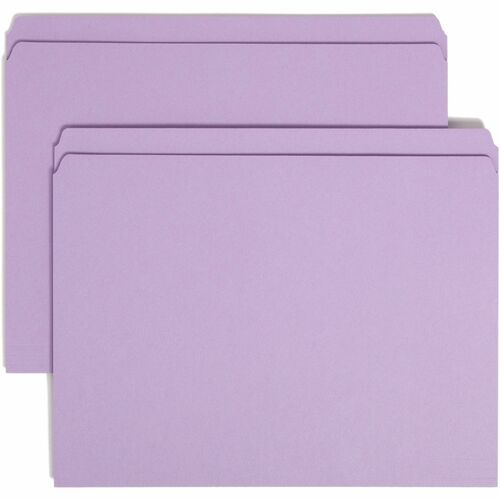 Smead Colored Straight Tab Cut Letter Recycled Top Tab File Folder - 8 1/2" x 11" - 3/4" Expansion - Lavender - 10% Recycled - 100 / Box
