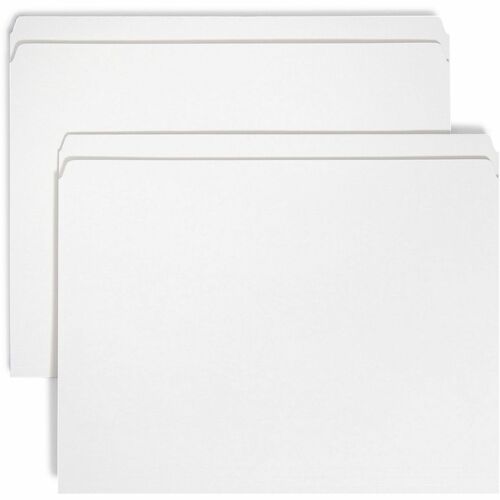 Smead Colored Straight Tab Cut Letter Recycled Top Tab File Folder - 8 1/2" x 11" - 3/4" Expansion - White - 10% Recycled - 100 / Box