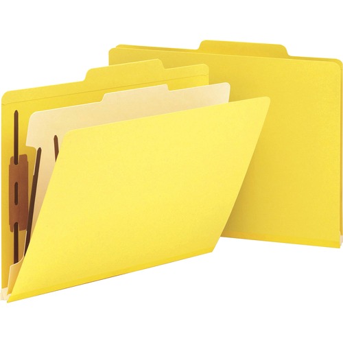 Smead Colored Classification Folders - Letter - 8 1/2" x 11" Sheet Size - 2" Expansion - Prong B Style Fastener - 2" Fastener Capacity for Folder - 2/5 Tab Cut - Right of Center Tab Location - 1 Divider(s) - 18 pt. Folder Thickness - Tear Resistant - Yell