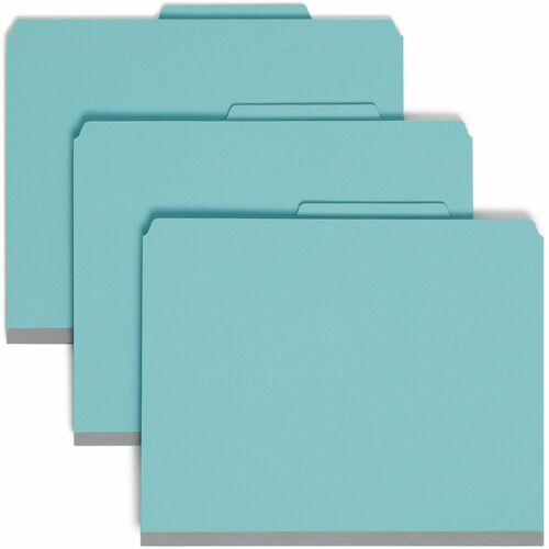 Smead SafeSHIELD 2/5 Tab Cut Letter Recycled Classification Folder - 8 1/2" x 11" - 2" Expansion - 2 x 2S Fastener(s) - 2" Fastener Capacity for Folder - Top Tab Location - Right of Center Tab Position - 1 Divider(s) - Pressboard - Blue - 100% Recycled - 