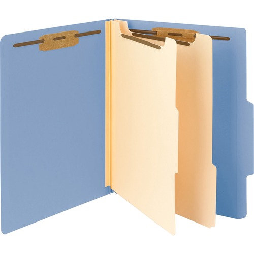 Smead Manila and Colored Classification Folders - Letter - 8 1/2" x 11" Sheet Size - 2" Expansion - 2" Fastener Capacity for Folder - 2/5 Tab Cut - Right of Center Tab Location - 2 Divider(s) - 18 pt. Folder Thickness - Tear Resistant - Blue - Recycled - 