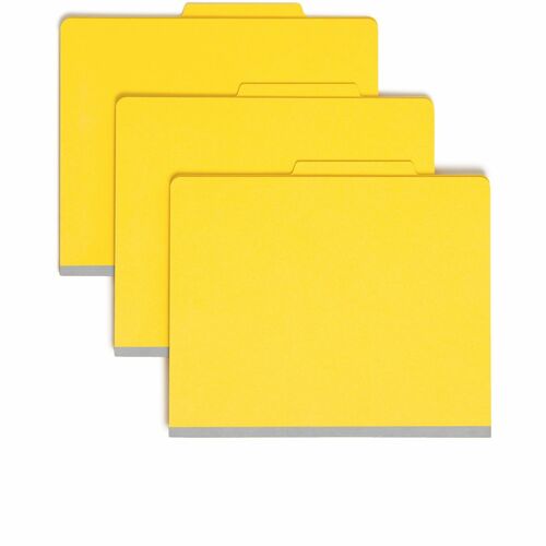 Smead Colored Classification Folders - Letter - 8 1/2" x 11" Sheet Size - 2" Expansion - 2" Fastener Capacity for Folder - 2/5 Tab Cut - Right of Center Tab Location - 2 Divider(s) - 14 pt. Folder Thickness - Manila - Yellow - Recycled - 10 / Box