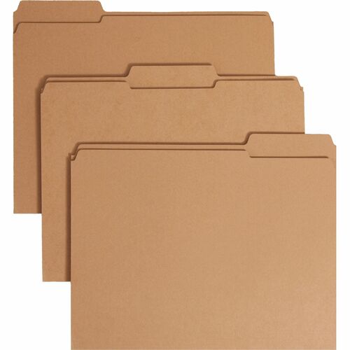 Smead Straight Tab Cut Letter Recycled Fastener Folder - 8 1/2" x 11" - 3/4" Expansion - 1 x 2K Fastener(s) - 2" Fastener Capacity for Folder - Top Tab Location - Assorted Position Tab Position - Kraft - Kraft - 10% Recycled - 50 / Box