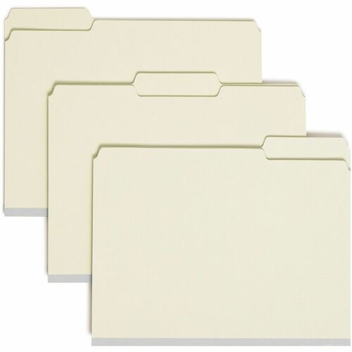 Smead 1/3 Tab Cut Letter Recycled Fastener Folder - 8 1/2" x 11" - 2" Expansion - 2 x 2S Fastener(s) - 2" Fastener Capacity for Folder - Top Tab Location - Assorted Position Tab Position - Pressboard - Gray, Green - 60% Recycled - 25 / Box - Top Tab Fastener Folders - SMD14934