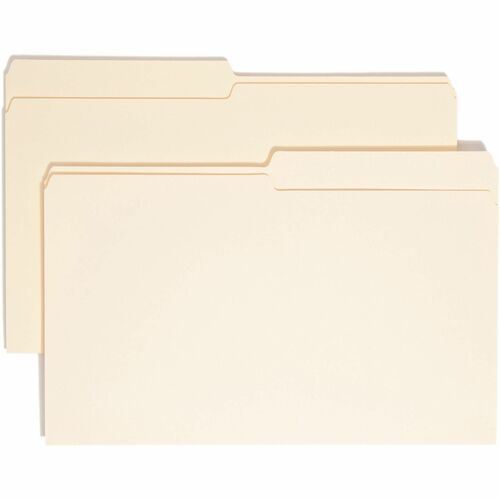 Smead 1/2 Tab Cut Legal Recycled Top Tab File Folder - 8 1/2" x 14" - 3/4" Expansion - Top Tab Location - Assorted Position Tab Position - Manila - 10% Recycled - 100 / Box