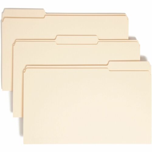 Smead 1/3 Tab Cut Legal Recycled Top Tab File Folder - 8 1/2" x 14" - 3/4" Expansion - Top Tab Location - Assorted Position Tab Position - Manila - Manila - 10% Recycled - 100 / Box