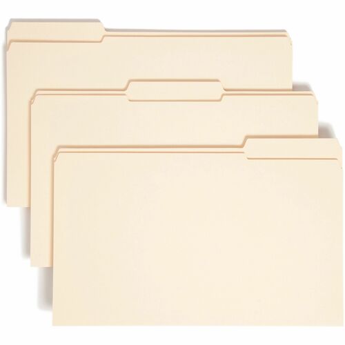 Smead 1/3 Tab Cut Legal Recycled Expanding File - 8 1/2" x 14" - 1 1/2" Expansion - Top Tab Location - Assorted Position Tab Position - Manila - Manila - 10% Recycled - 50 / Box