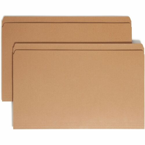 Smead Straight Tab Cut Legal Recycled Top Tab File Folder - 8 1/2" x 14" - Kraft - Kraft - 10% Recycled - 100 / Box
