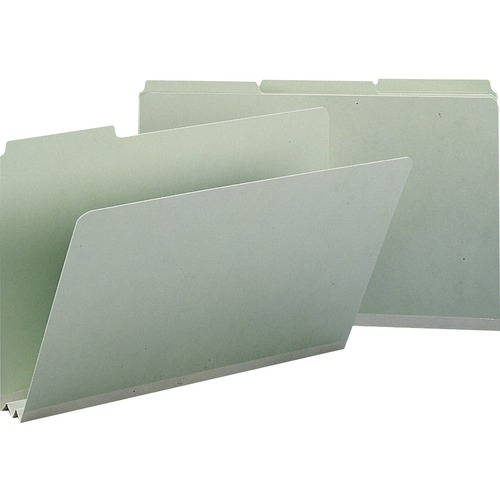 Smead 1/3 Tab Cut Legal Recycled Top Tab File Folder - 8 1/2" x 14" - 2" Expansion - Top Tab Location - Assorted Position Tab Position - Pressboard - Gray, Green - 100% Recycled - 25 / Box