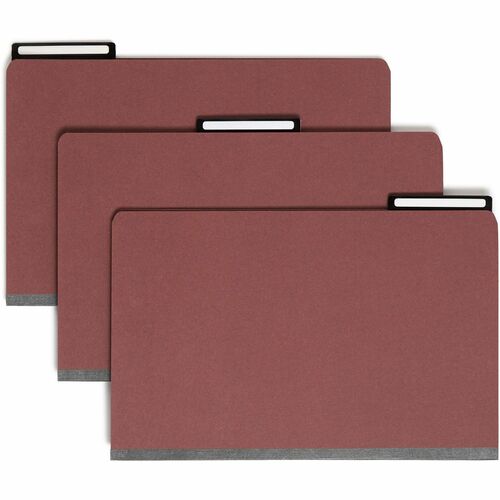 Smead SafeSHIELD 1/3 Tab Cut Legal Recycled Classification Folder - 8 1/2" x 14" - 2" Expansion - 2 x 2S Fastener(s) - 2" Fastener Capacity for Folder - Top Tab Location - Right of Center Tab Position - 2 Divider(s) - Metal, Pressboard - Red - 60% Recycle