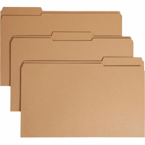 Smead 1/3 Tab Cut Legal Recycled Fastener Folder - 8 1/2" x 14" - 3/4" Expansion - 1 x 2K Fastener(s) - 2" Fastener Capacity for Folder - Top Tab Location - Assorted Position Tab Position - Kraft - Kraft - 10% Recycled - 50 / Box