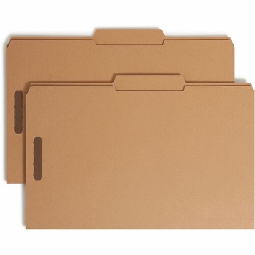 Smead 2/5 Tab Cut Legal Recycled Fastener Folder - 8 1/2" x 14" - 3/4" Expansion - 2 x 2K Fastener(s) - 2" Fastener Capacity for Folder - Top Tab Location - Right of Center Tab Position - Kraft - Kraft - 10% Recycled - 50 / Box = SMD19880