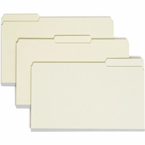 Smead 1/3 Tab Cut Legal Recycled Fastener Folder - 8 1/2" x 14" - 2" Expansion - 2 x 2S Fastener(s) - 2" Fastener Capacity for Folder - Top Tab Location - Assorted Position Tab Position - Pressboard - Gray, Green - 60% Recycled - 25 / Box - Top Tab Fastener Folders - SMD19934