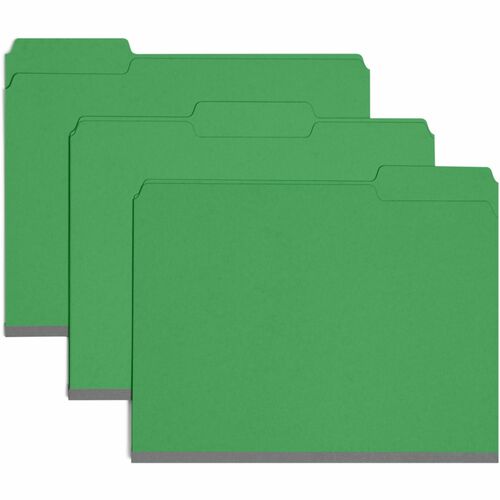 Smead Colored 1/3 Tab Cut Letter Recycled Top Tab File Folder - 8 1/2" x 11" - 1" Expansion - Top Tab Location - Assorted Position Tab Position - Pressboard - Green - 100% Recycled - 25 / Box