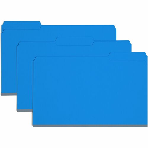 Smead Colored 1/3 Tab Cut Legal Recycled Top Tab File Folder - 8 1/2" x 14" - 1" Expansion - Top Tab Location - Assorted Tab Position - Pressboard - Dark Blue - 100% Recycled - 25 / Box