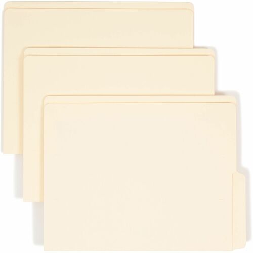 Smead Shelf-Master 1/2 Tab Cut Letter Recycled End Tab File Folder - 8 1/2" x 11" - 3/4" Expansion - End Tab Location - Bottom Tab Position - 11 pt. - 2 Plys - Manila - Reinforced - 10% Recycled - 100 / Box