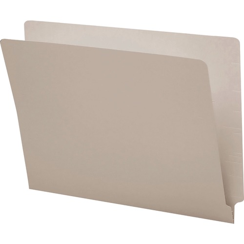 Smead Shelf-Master Straight Tab Cut Letter Recycled End Tab File Folder - 8 1/2" x 11" - 3/4" Expansion - Gray - 10% Recycled - 100 / Box