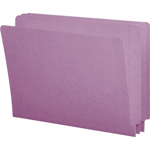 Smead Shelf-Master Straight Tab Cut Letter Recycled End Tab File Folder - 8 1/2" x 11" - 3/4" Expansion - Lavender - 10% Recycled - 100 / Box