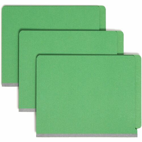 Smead 1/3 Tab Cut Letter Recycled Classification Folder - 8 1/2" x 11" - 2" Expansion - 2 x 2S Fastener(s) - 2" Fastener Capacity for Folder - 2 Divider(s) - Pressboard - Green - 100% Recycled - 10 / Box