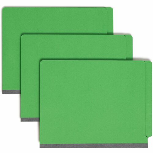 Smead Letter Recycled Classification Folder - 8 1/2" x 11" - 2" Expansion - 2 x 2B Fastener(s) - 2" Fastener Capacity for Folder - End Tab Location - Right of Center Tab Position - 2 Divider(s) - Pressboard - Green - 10% Recycled - 10 / Box