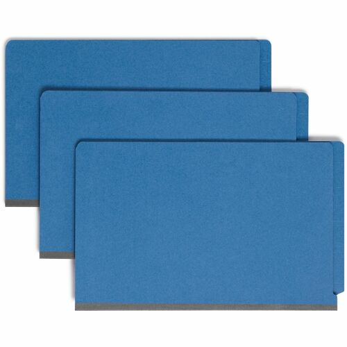 Smead 1/3 Tab Cut Legal Recycled Classification Folder - 8 1/2" x 14" - 2" Expansion - 2 x 2S Fastener(s) - 2" Fastener Capacity for Folder - End Tab Location - 2 Divider(s) - Pressboard - Dark Blue - 50% Recycled - 10 / Box