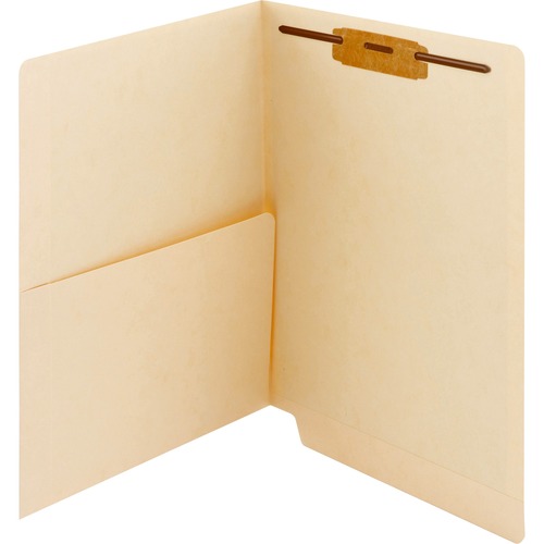 Smead Straight Tab Cut Letter Recycled Fastener Folder - 8 1/2" x 11" - 3/4" Expansion - 1 x 2B Fastener(s) - 2" Fastener Capacity for Folder - 1 Inside Front Pocket(s) - Manila - 10% Recycled - 50 / Box