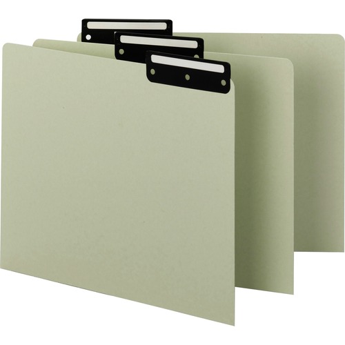 Smead Filing Guides with Blank Tab - Blank Assorted Tab(s) - Letter - Gray Pressboard, Green Divider - Metal Tab(s) - 100% Recycled - 50 / Box