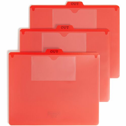 Smead 2-Pocket Out Guides - Printed Center Tab(s) - Message - OUT - 0.50" Tab Height - Letter - Bright Red Poly Tab(s) - 50 / Box
