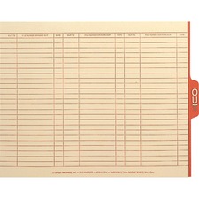 Smead 1/5 Cut Tab Out Guide - Printed OUT - 5 Tab(s)/Set - 12.25" x 9.5" - 100 / Box - Manila Divider - Red Tab