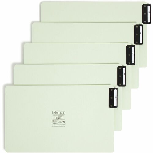 Smead 100% Recycled Filing Guides with Vertical Extra-Wide Blank Tab - Printed Tab(s) - Character - A-Z - 25 Tab(s)/Set0.50" Tab Width - Legal - Gray Metal, Green Pressboard Tab(s) - Recycled