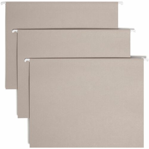 Smead Colored 1/5 Tab Cut Letter Recycled Hanging Folder - 8 1/2" x 11" - Top Tab Location - Assorted Position Tab Position - Vinyl - Gray - 10% Recycled - 25 / Box