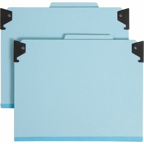 Smead 2/5 Tab Cut Letter Recycled Hanging Folder - 8 1/2" x 11" - 2" Expansion - 2 x 2S Fastener(s) - 1" Fastener Capacity for Folder - Top Tab Location - Right of Center Tab Position - 1 Divider(s) - Pressboard - Blue - 50% Recycled - 1 Each