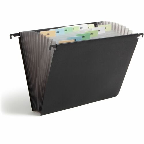 Smead Letter Expanding File - 8 1/2" x 11" - 7/8" Expansion - 13 Pocket(s) - 12 Divider(s) - Poly - Black - 1 Each - Poly Expanding Files - SMD65125