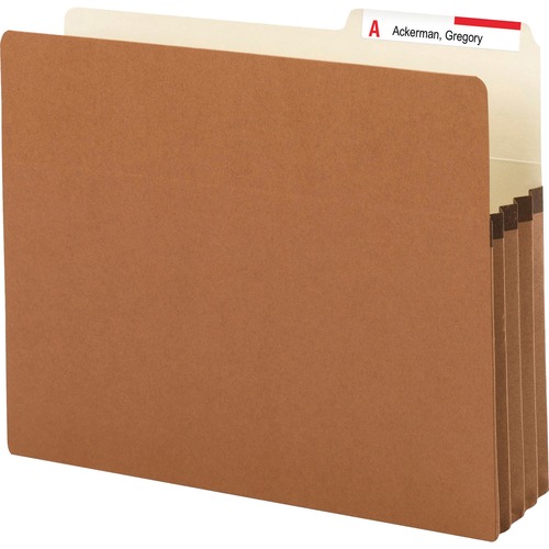 Smead 2/5 Tab Cut Letter Recycled File Pocket - 8 1/2" x 11" - 3 1/2" Expansion - Top Tab Location - Right Tab Position - Redrope - Redrope - 30% Recycled - 25 / Box