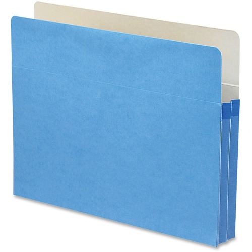 Smead Straight Tab Cut Letter Recycled File Pocket - 8 1/2" x 11" - 1 3/4" Expansion - Top Tab Location - Card Stock - Blue - 10% Recycled - 1 Each