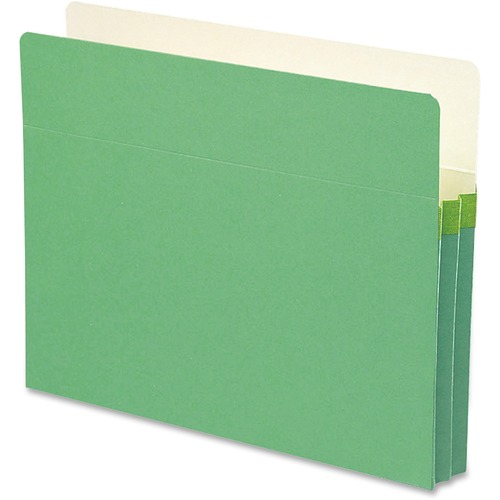 Smead Straight Tab Cut Letter Recycled File Pocket - 8 1/2" x 11" - 1 3/4" Expansion - Top Tab Location - Card Stock - Green - 10% Recycled - 1 Each