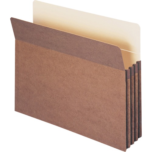 Smead Straight Tab Cut Letter Recycled File Pocket - 8 1/2" x 11" - 3 1/2" Expansion - Top Tab Location - Redrope, Kraft - Redrope - 30% Recycled - 25 / Box